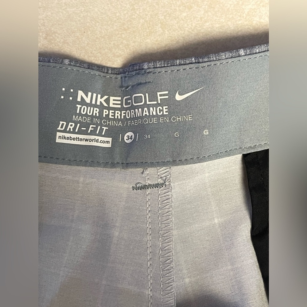 NIKE GOLF PLAID 5 POCKETS DRI-FIT PERFORMANCE SHORTS GRAY MEN'S SIZE 34 - Picture 8 of 8